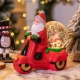 Decoratiune Craciun, tip motocicleta, glob 10 cm, figurine Mos Craciun, 3 moduri, functie muzicala, zapada in miscare