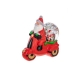 Decoratiune Craciun, tip motocicleta, glob 10 cm, figurine Mos Craciun, 3 moduri, functie muzicala, zapada in miscare