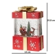 Decoratiune Craciun, tip cutie de cadou, figurine Mos Craciun cu sania, 3 moduri, functie muzicala, zapada in miscare, Rosu/Auriu