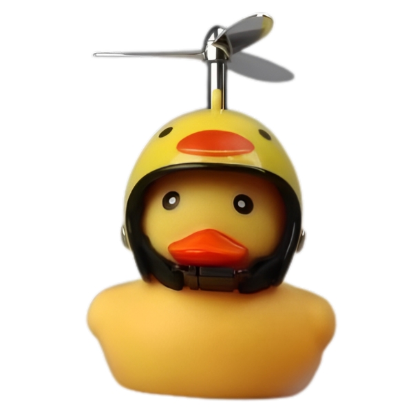 Ratusca decorativa, pentru bicicleta, motocicleta, masina, cu sistem de prindere, lumini, 7.5 x 9 cm, cu casca, galben