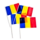 Steag de mana Romania, textil, cu bat din plastic, 20 x 30 cm, Tricolor