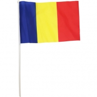 Steag de mana Romania, textil, cu bat din plastic, 20 x 30 cm, Tricolor