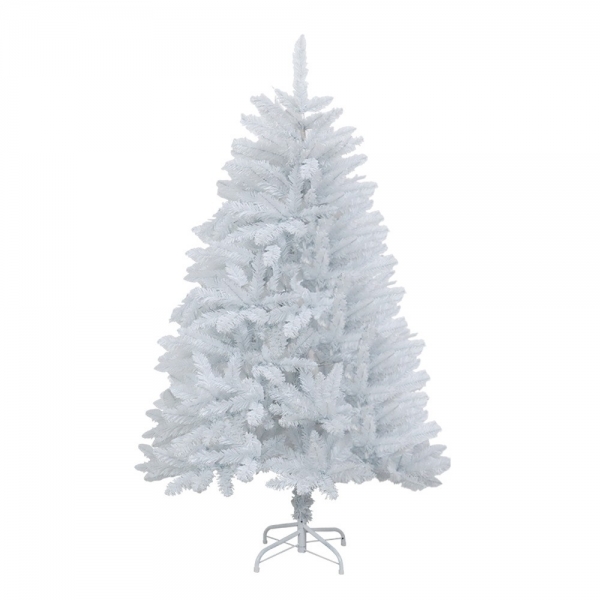 Brad de Craciun artificial cu suport inclus, 210 cm, 800 ramuri/varfuri, plastic, suport, utilizat pentru interior/exterior, alb