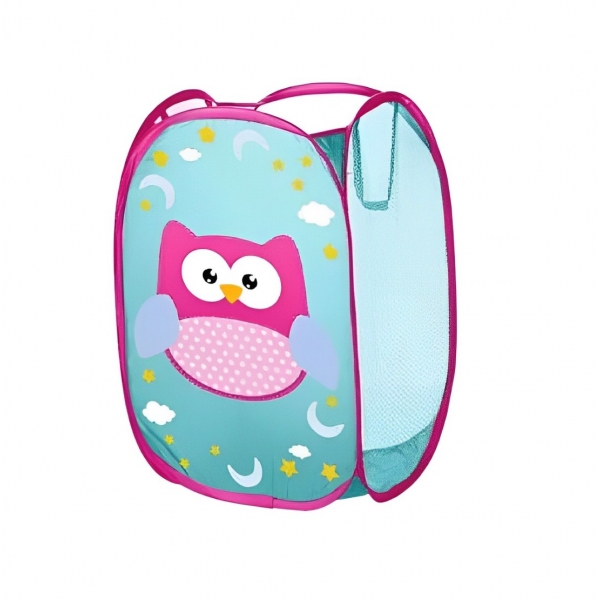 Cos depozitare jucarii ,albastru/roz, model Bufnita,  48 x 32 x 30 cm, U-Grow