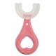 Periuta de Dinti in Forma de U pentru Sugari si Copii 2-6 ani, Peri Moi, 9 cm, Model Inima, Culoare Roz