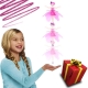 Papusa zana zburatoare jucarie cu senzor pentru coordonarea miscarilor, incarcare usb, cu lumini, 19x6.5 cm, roz