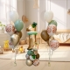 Set 30 baloane folie si latex tematica prima aniversare, baloane latex 30cm, 25cm, figurina girafa cifra 1, 32x34 cm