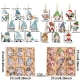 Set 18 decoratiuni de craciun din lemn cu snur pentru agatare in brad, model gnomi, diferite dimensiuni, albastru