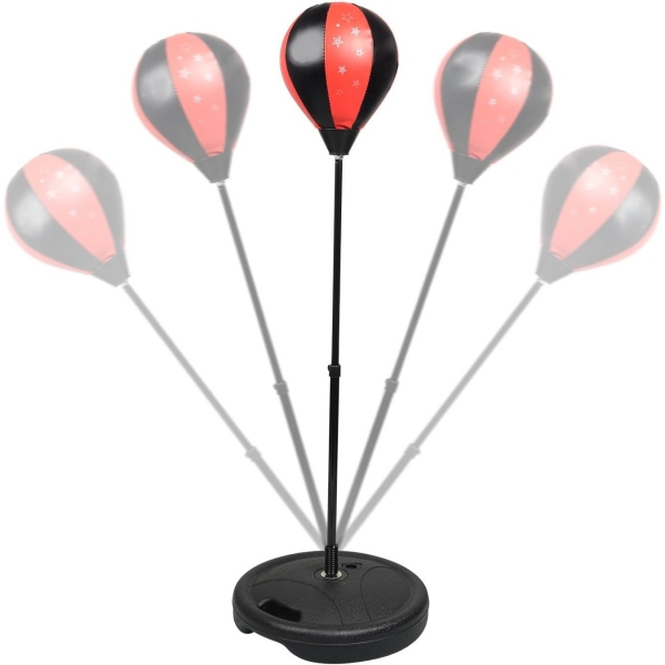 Jucarie interactiva model sfera de box cu suport, manusi incluse, inaltime reglabila, +3 ani, 120 x 20 x 23.5 cm, rosu/negru
