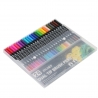Set 24 carioci, pe baza de apa, 2 tipuri de varf, 1-2 mm, 0.4 mm, corp carioca negru, din plastic, multicolor
