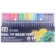 Set 24 carioci, pe baza de apa, 2 tipuri de varf, 1-2 mm, 0.4 mm, corp carioca negru, din plastic, multicolor