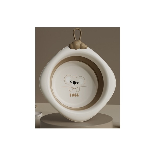 Cada Pliabila pentru Baie pentru Copii, Cadita pentru Bebelusi, Model Romb pentru Fata Koala, Maro, 30.5x29x3.5 cm