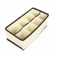 Cutie De Depozitare, Pentru Lenjerie, Sosete Si Sutiene, Material Textil, 8 Compartimente, 32 x 16 x 10 cm, Culoare Bej