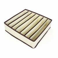 Cutie De Depozitare, Pentru Lenjerie, Sosete Si Sutiene, Material Textil, 7 Compartimente, 32 x 32 x 10 cm, Culoare Bej
