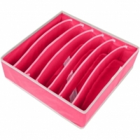 Cutie De Depozitare, Pentru Lenjerie, Sosete Si Sutiene, Material Textil, 7 Compartimente, 32 x 32 x 10 cm, Culoare Roz