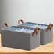 Cutie de Depozitare Tip Cos, Material Textil, Pliabila, 47x28x20 cm, 35 l, Cadru Metalic, cu Manere, Maro