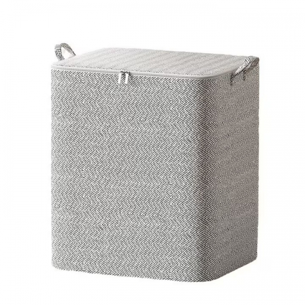 Cutie de Depozitare cu Fermoar, Pliabila, Maner Ranforsat, Fermoar Rezistent, pentru Haine, Paturi, Plapumi, Perne, Lenjerii de Pat, Jucarii, 61x50x71 cm, 210 Litri, Gri