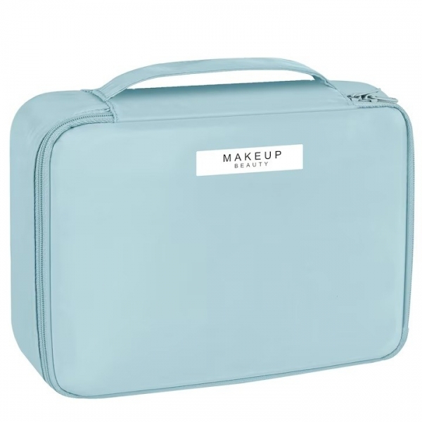 Geanta de Calatorie, pentru Cosmetice si Articole de Toaleta, Material Impermeabil, 2 in 1, Portfard Interior Detasabil, 23 x 16 x 8 cm, Albastru