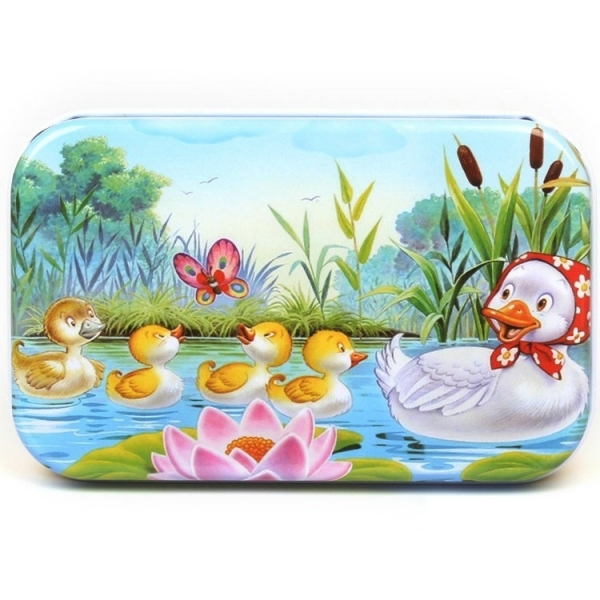 Puzzle 60 de Piese din Lemn in Cutie Metalica, Model Ratuste, Educativ, Dezvoltare Abilitati Cognitive, pentru Prescolari, 22.5x13.5 cm, Multicolor