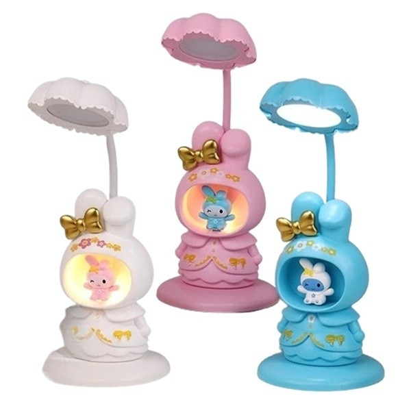 Lampa de Veghe, cu Ascutitoare de Creioane, 2 Functii de Lumina, de Birou si de Veghe, Model Iepuras, Incarcare USB 10 x 29 cm, Multicolor