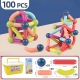 Set 100 Piese Magnetice de Constructie, Magnetic Sticks, Bastonase si Bile, 3 Ani, ABS, Magnet, 24 x 18.5 x 14 cm, Multicolor