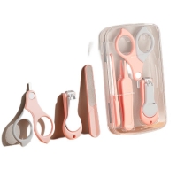 Set Ingrijire Unghii pentru Bebelusi, Cutie de Depozitare Transparenta, 13.6x8x2 cm, Roz