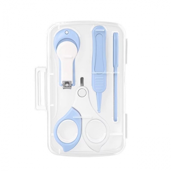 Set Ingrijire Unghii pentru Bebelusi, Cutie de Depozitare Transparenta, 13.6x8x2 cm, Blue