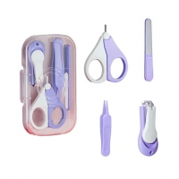 Set Ingrijire Unghii pentru Bebelusi, Cutie de Depozitare Transparenta, 7x10x6 cm, Mov