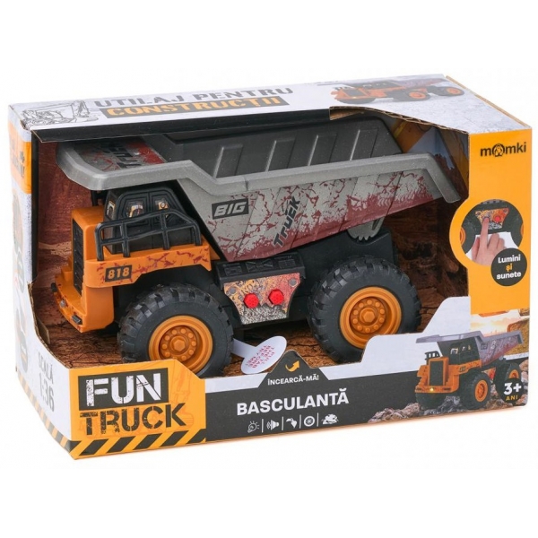 Basculanta, utilaj pentru constructii, cu lumini si sunete, detalii mobile, scara 1:36, 3+ ani, Multicolor