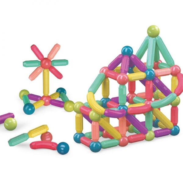 Set 25 de piese magnetice de constructie, puzzle, forme, 3 ani, abs, magnet, 16x6x14 cm, multicolor