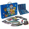 Set complet de colorat cu Paw Patrol–130 de piese, carioci, creioane cerate, stickere și accesorii, in servieta, Albastru