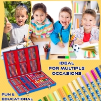 Set complet de colorat cu Sonic –137 de piese, carioci, creioane cerate, stickere și accesorii, in servieta, Albastru