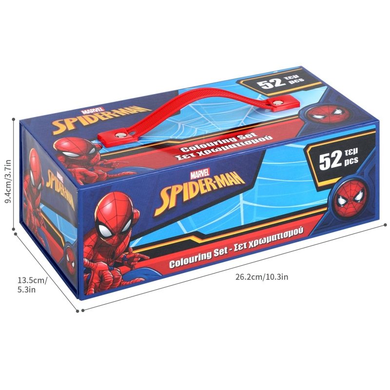 Set creativ de pictat cu Spider-Man, 52 piese, creioane cerate