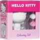 Set figurina de pictat, Hello Kitty, cu pensula si accesorii, 9 x 5.7 x 10.7 cm, Roz multicolor