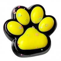 Jucarie antistres squishy, cu revenire lenta, model labuta de pisica cu sclipici, Squishi Pinch Family, galben