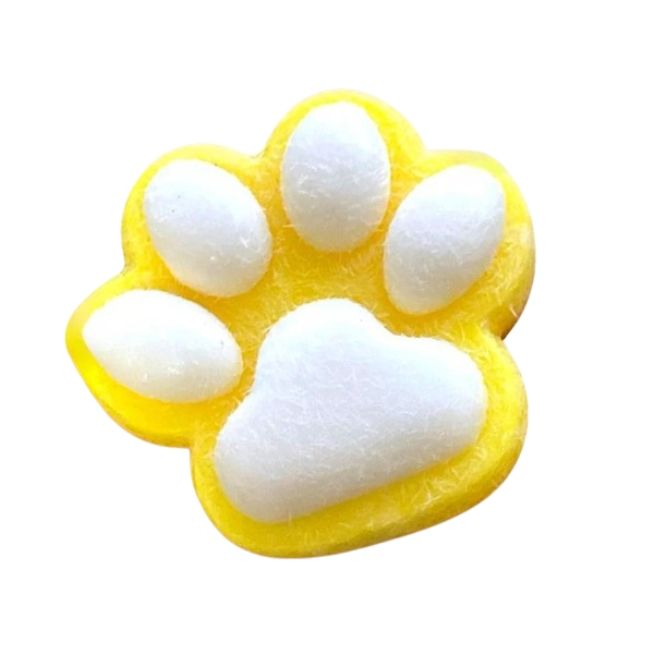 Jucarie Antistres Squishy, cu revenire lenta, model Labuta de Pisica Pufoasa, Squishi PINCH Family, 7.5 cm, Galben