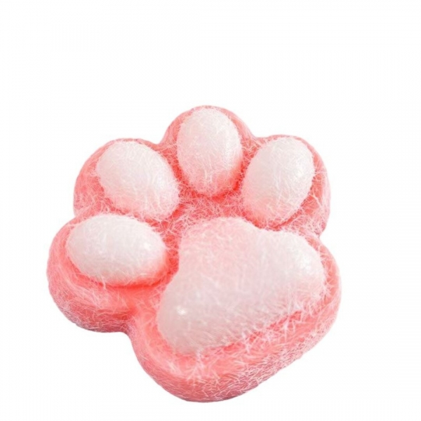 Jucarie Antistres Squishy, cu revenire lenta, model Labuta de Pisica Pufoasa, Squishi PINCH Family, 7.5 cm, Roz