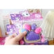 Jucarie antistres squishy, revenire lenta, model labuta de pisica pufoasa, 12.5 cm, 220g, squishi pinch family, mov-multicolor