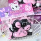 Jucarie antistres squishy, cu revenire lenta, model labuta de pisica, stelute, 12 cm, 220g, pinch family, roz-negru