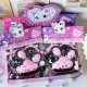 Jucarie antistres squishy, cu revenire lenta, model labuta de pisica, stelute, 12 cm, 220g, pinch family, roz-negru