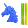 Jucarie senzoriala interactiva, antistres, model Unicorn, cu 11 betisoare, doua fete de joc, din silicon, 18.5 cm, Albastru