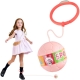Minge pentru sarit, tip coarda Hula Hoop, cerc 12 cm, coarda 52 cm, minge 12x11 cm, functie iluminat, 4+ ani, roz