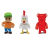Set 3 mini figurine Stumble Guys 3D, Seria 2 - Mr. Stumble, Chicken, Cherri Bear