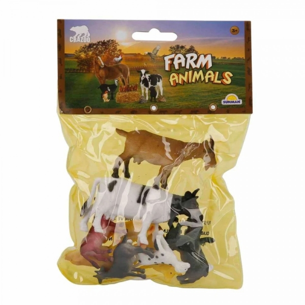 Set figurine animale de la ferma in punga mica, Crazoo