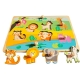 Puzzle Montessori din Lemn pentru Copii,  0-3 Ani, Model Animale din Jungla, Educativ, Intuitiv, Creativ, 9 Piese, 30x22.5x0.8 cm, Multicolor
