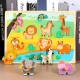 Puzzle Montessori din Lemn pentru Copii,  0-3 Ani, Model Animale din Jungla, Educativ, Intuitiv, Creativ, 9 Piese, 30x22.5x0.8 cm, Multicolor
