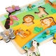 Puzzle Montessori din Lemn pentru Copii,  0-3 Ani, Model Animale din Jungla, Educativ, Intuitiv, Creativ, 9 Piese, 30x22.5x0.8 cm, Multicolor