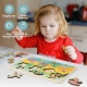 Puzzle Montessori din Lemn pentru Copii,  0-3 Ani, Model Animale din Jungla, Educativ, Intuitiv, Creativ, 9 Piese, 30x22.5x0.8 cm, Multicolor