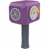 Jucarie Interactiva pentru Baloane de Sapun,  Sunete si Lumini, Model Ciocan, cu 8 Orificii, 13.5 x 10 x 12 cm, Mov