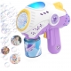 Jucarie Interactiva pentru Baloane de Sapun,  Sunete si Lumini, Model Pistol, cu 8 Orificii, 19 x 8.8 x 16.3 cm, Mov
